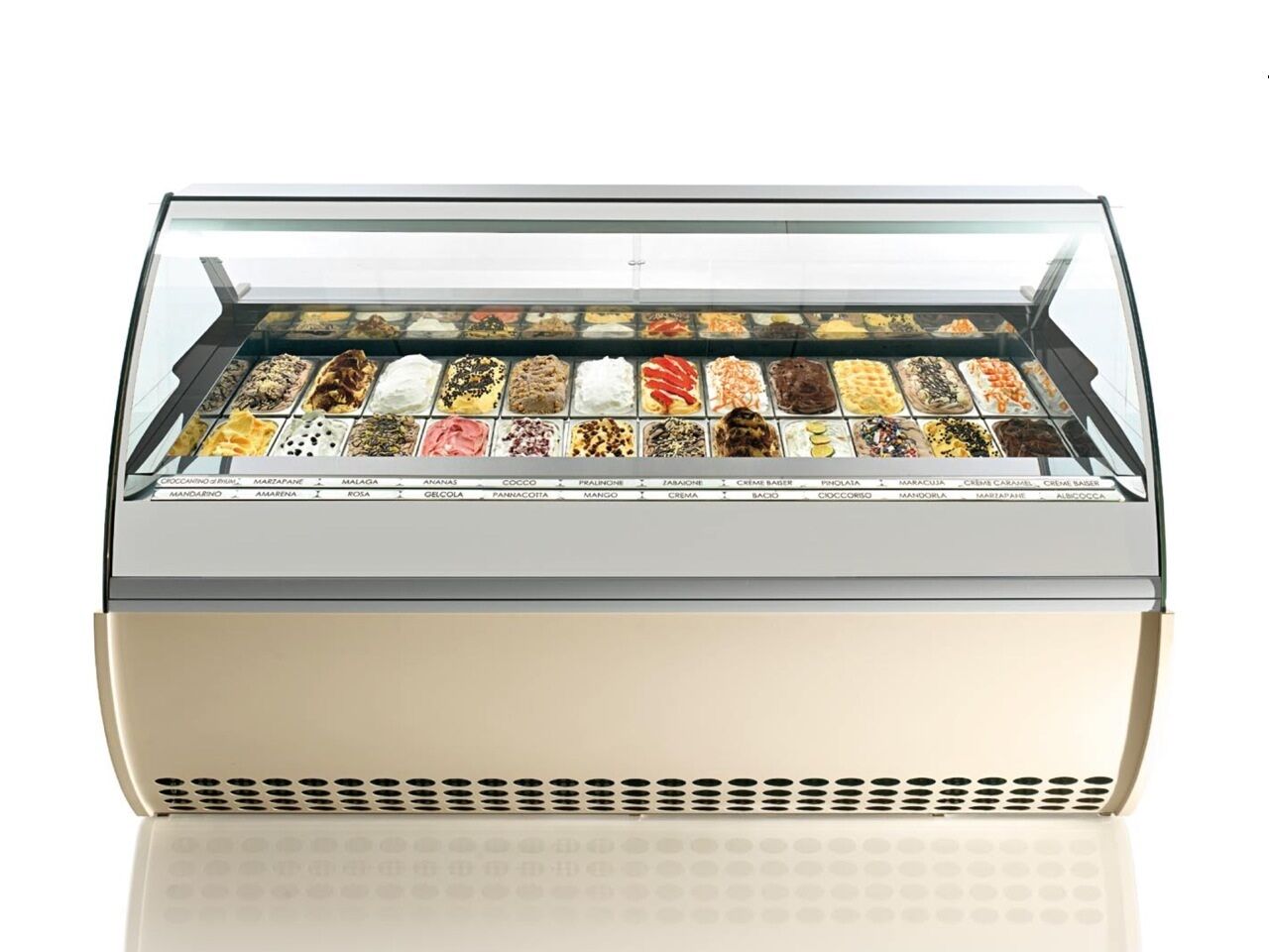 Orion ICE Eisvitrine für Eiscafe bis 24 Eisbehälter mit UmlufkühlungEistheke 